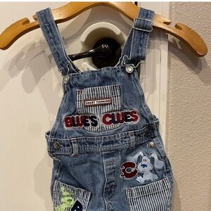 VTG 2003 Nick JR Blues Clues Embroidered Short Overalls